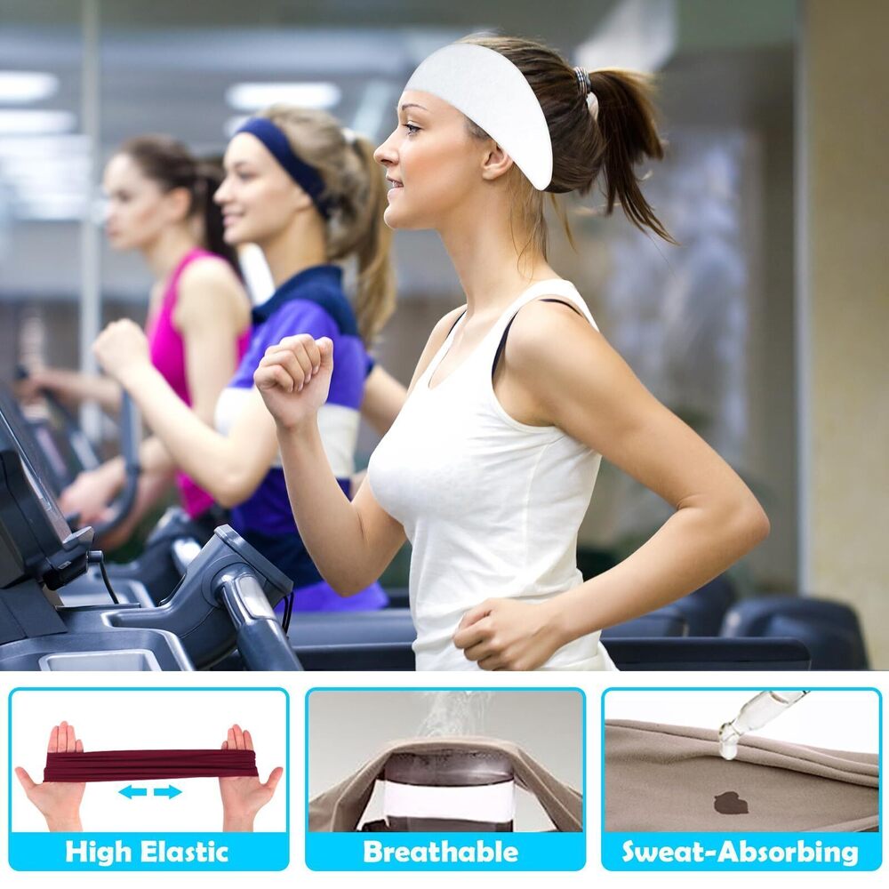 6232 10 Pack Headbands , Wide Non Slip Headbands for Workout Yoga Running - Picture 6 of 7